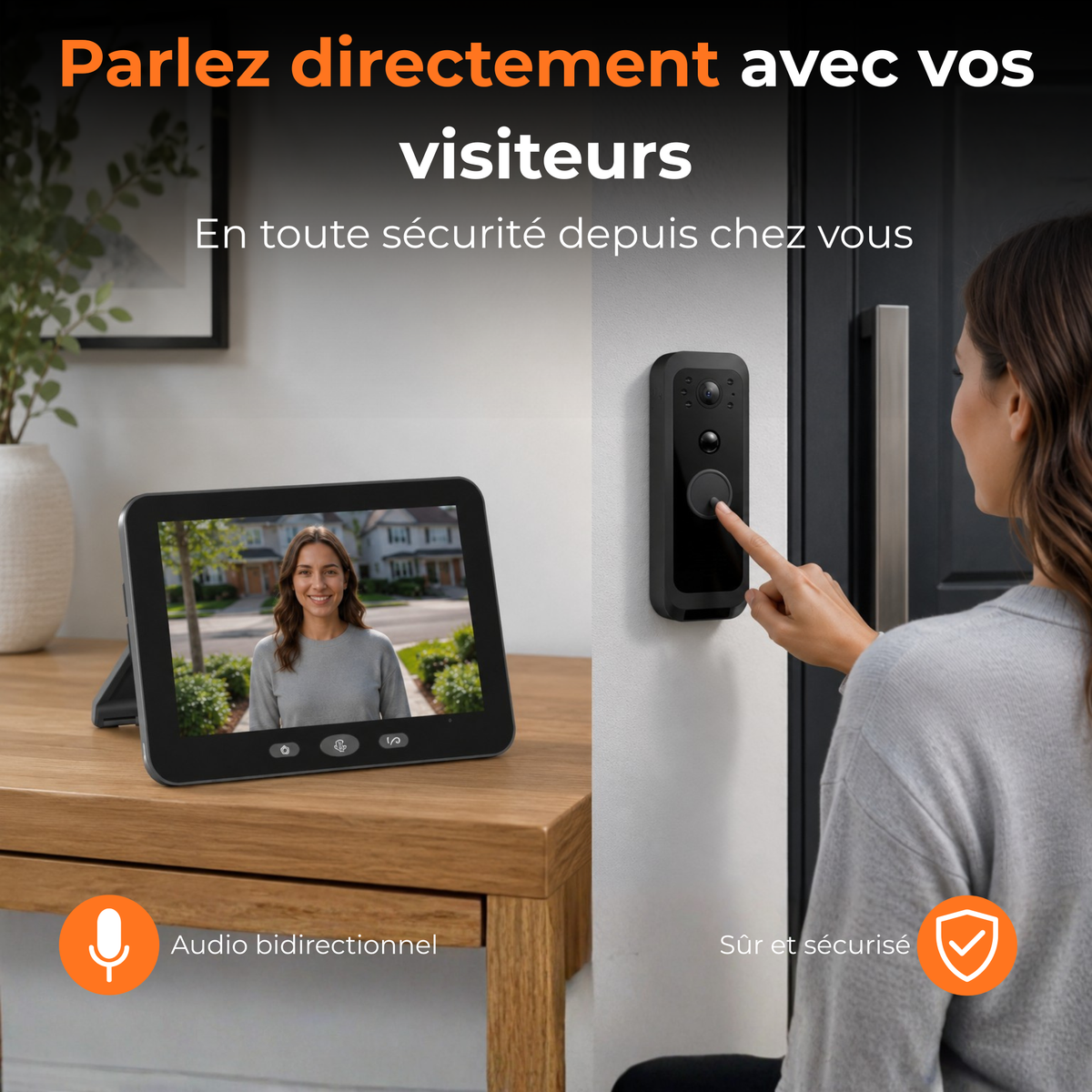 Sonnette Vidéo Avec Caméra Et Moniteur - 32GB - Wi-Fi