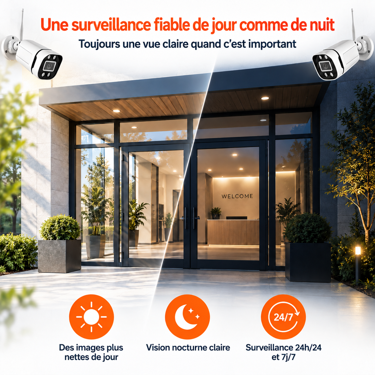 4x 2K Caméras de Surveillance - CCTV - WiFi Bullet Caméra de Sécurité