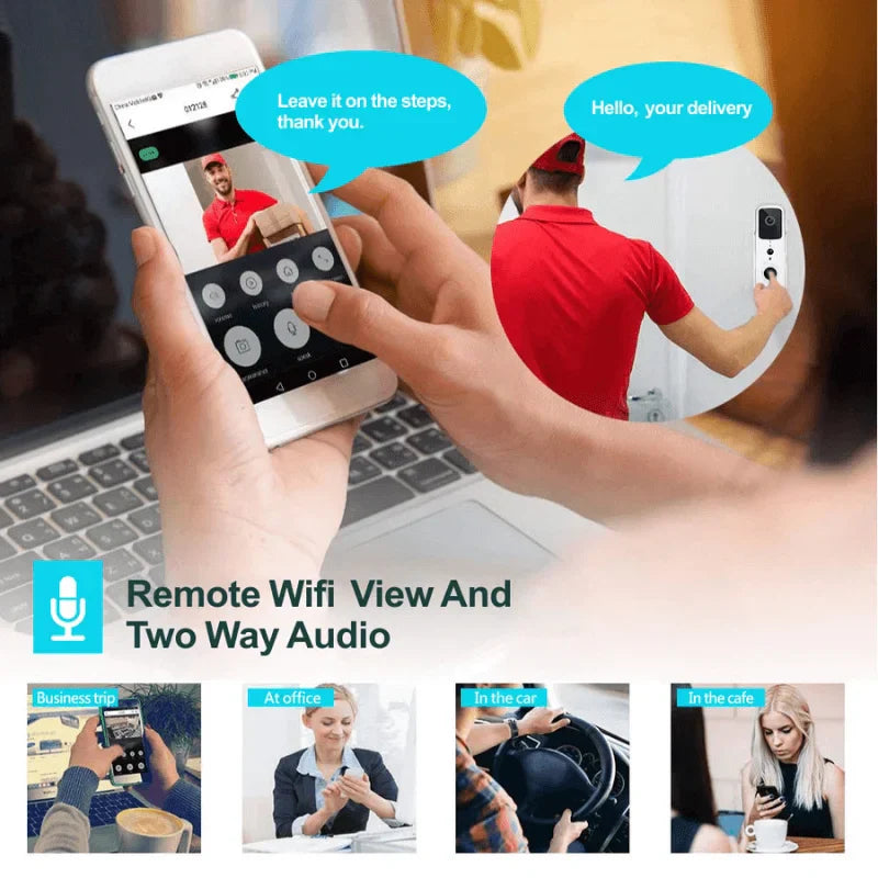 Sonnette avec Caméra et DingDong – Visiophone Sans Fil – 5200 mAh - Noir