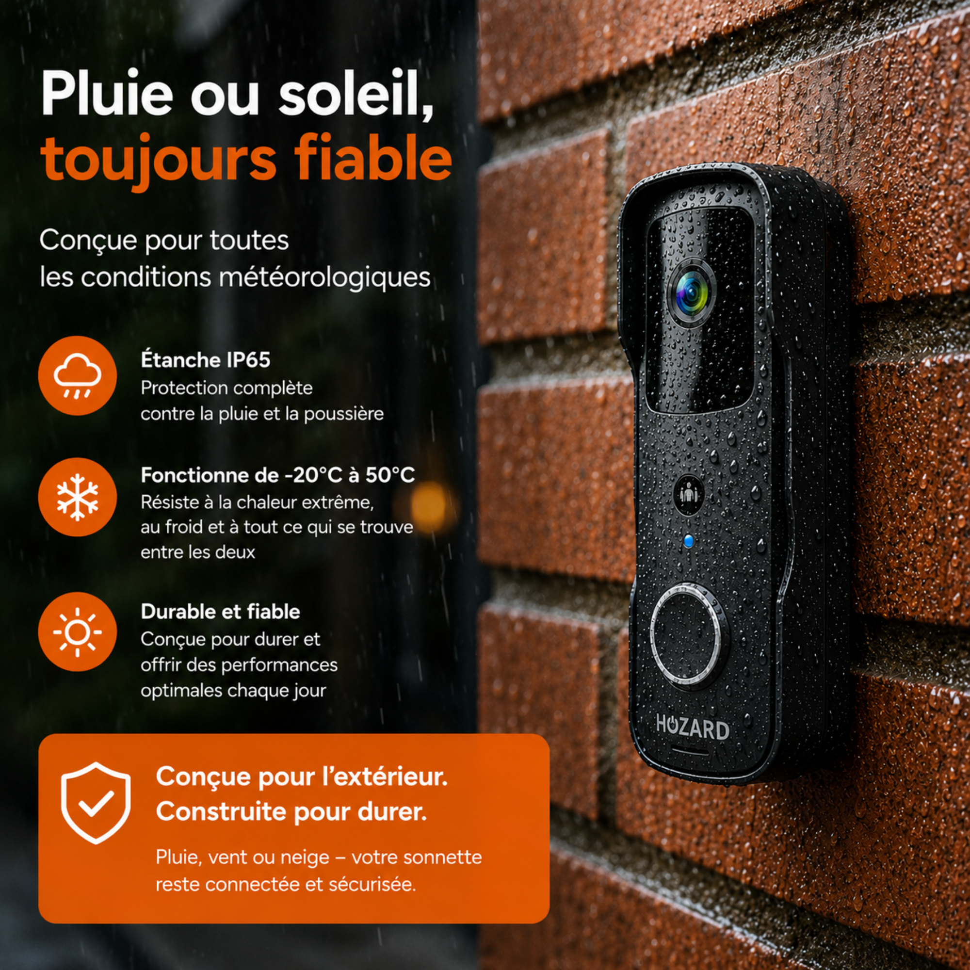 Sonnette avec Caméra et DingDong – Visiophone Sans Fil – 5200 mAh - Noir