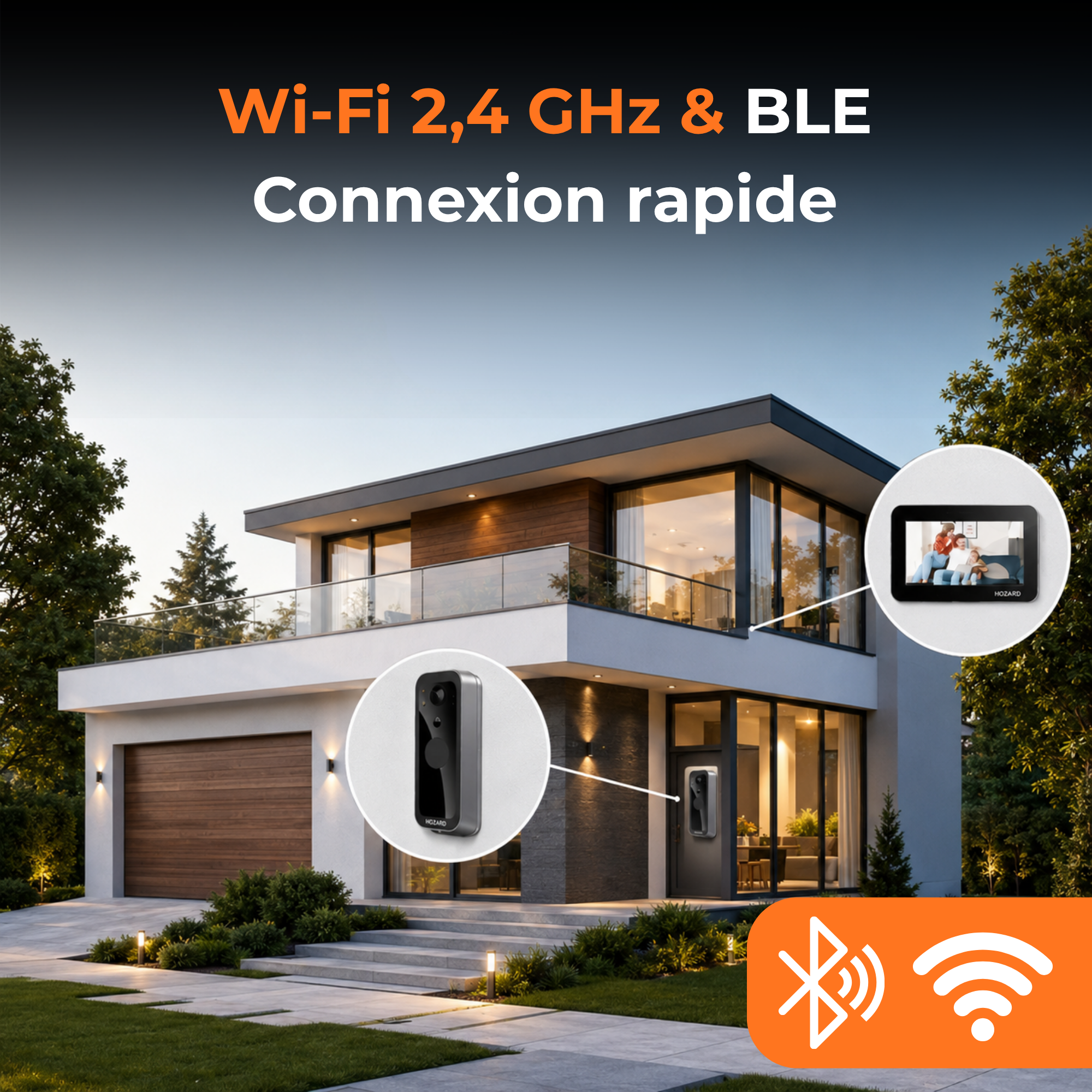 Sonnette vidéo avec caméra et moniteur 32GB – Wi-Fi + application – écran IPS 5 pouces