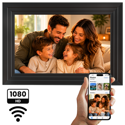 Cadre photo numérique 32GB – WiFi + Application Frameo – Cadre photo – 10,1 pouces – Écran tactile IPS