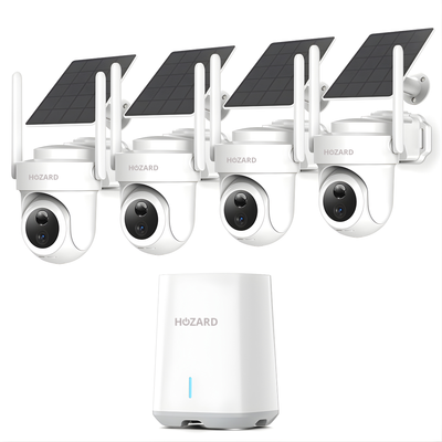 Système de 4 caméras de sécurité extérieures 4K UHD – Solaire & IP66 + HomeBase 64 Go