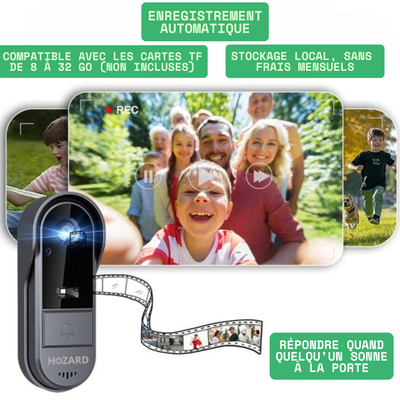 Sonnette avec caméra – Sonnette vidéo – Écran IPS 4,3 pouces