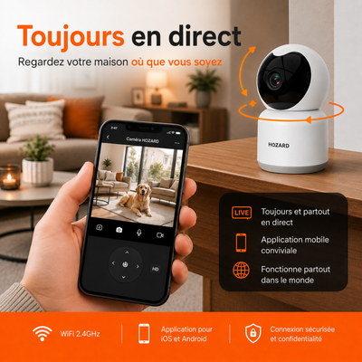 Caméra de sécurité – 1080P – Caméra pour animaux – WiFi – Compatible avec les packs A à D