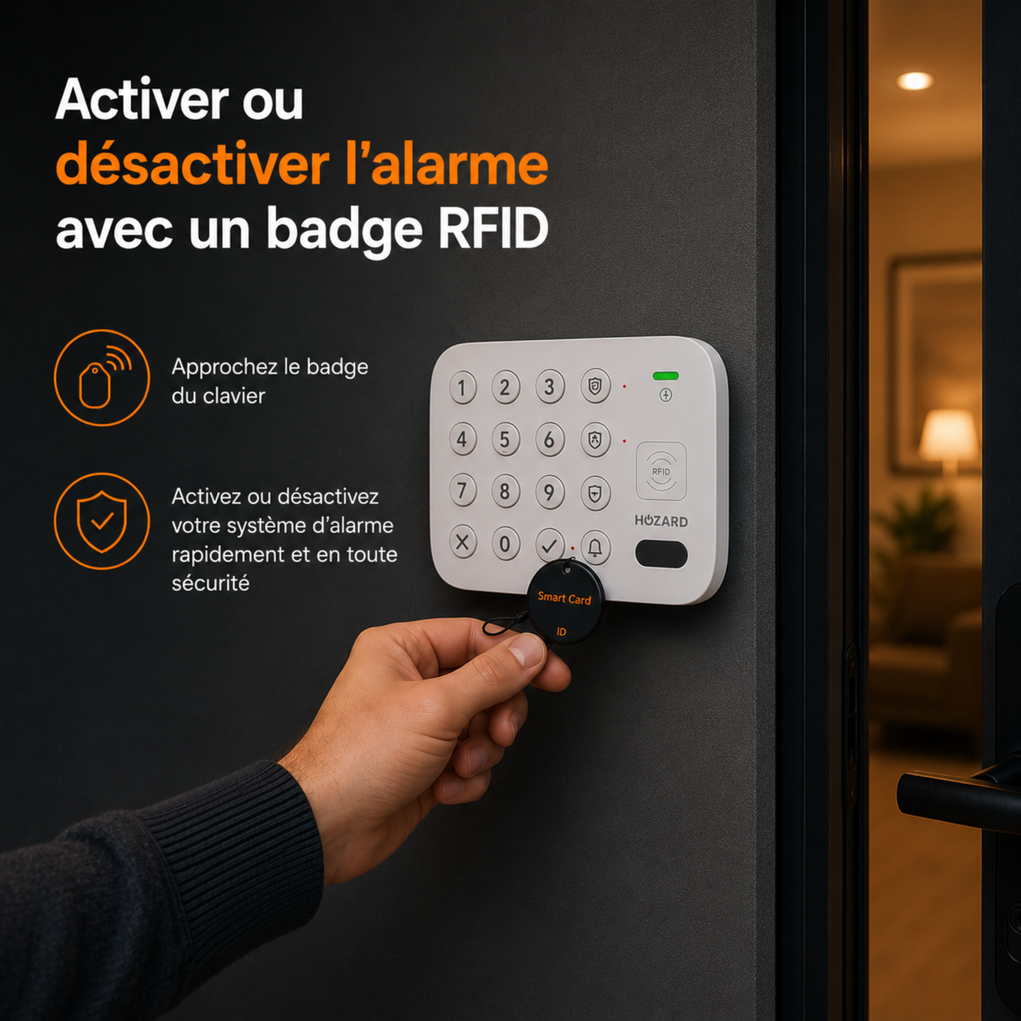 Panneau de commande intelligent V2 – batterie longue durée – 2 badges RFID