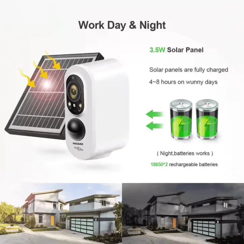 Caméra de Surveillance Extérieure – Alarme Avec Panneau Solaire – IP66 – Inclut Carte SD 32 GB – Pack A à D