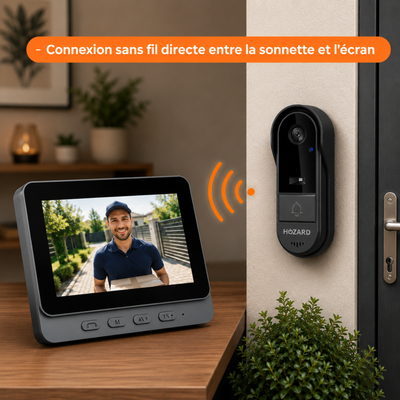 Sonnette avec caméra – Sonnette vidéo – Écran IPS 4,3 pouces