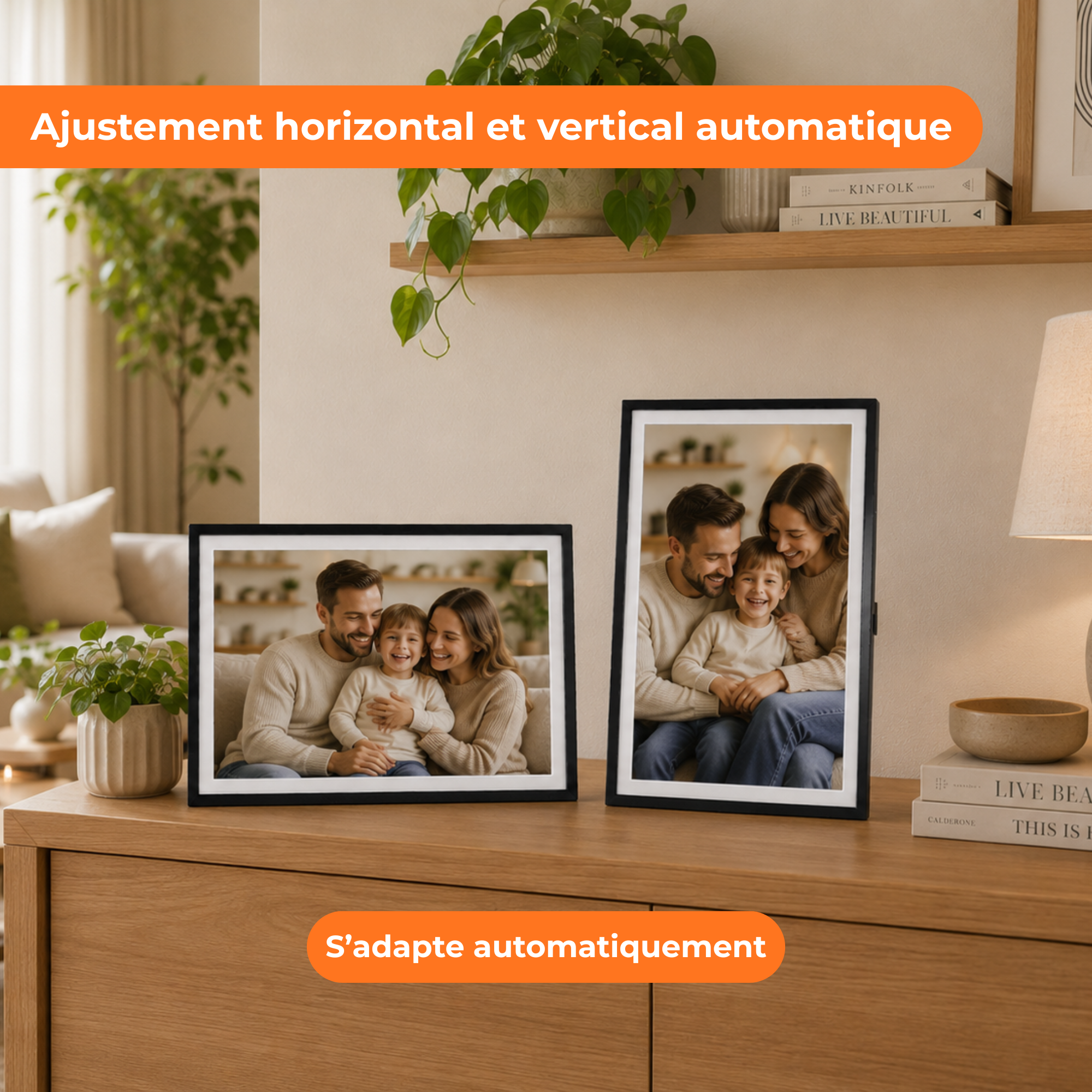 Cadre photo numérique 32GB – WiFi + Application Frameo – Cadre photo – 15,6 pouces – Écran tactile IPS