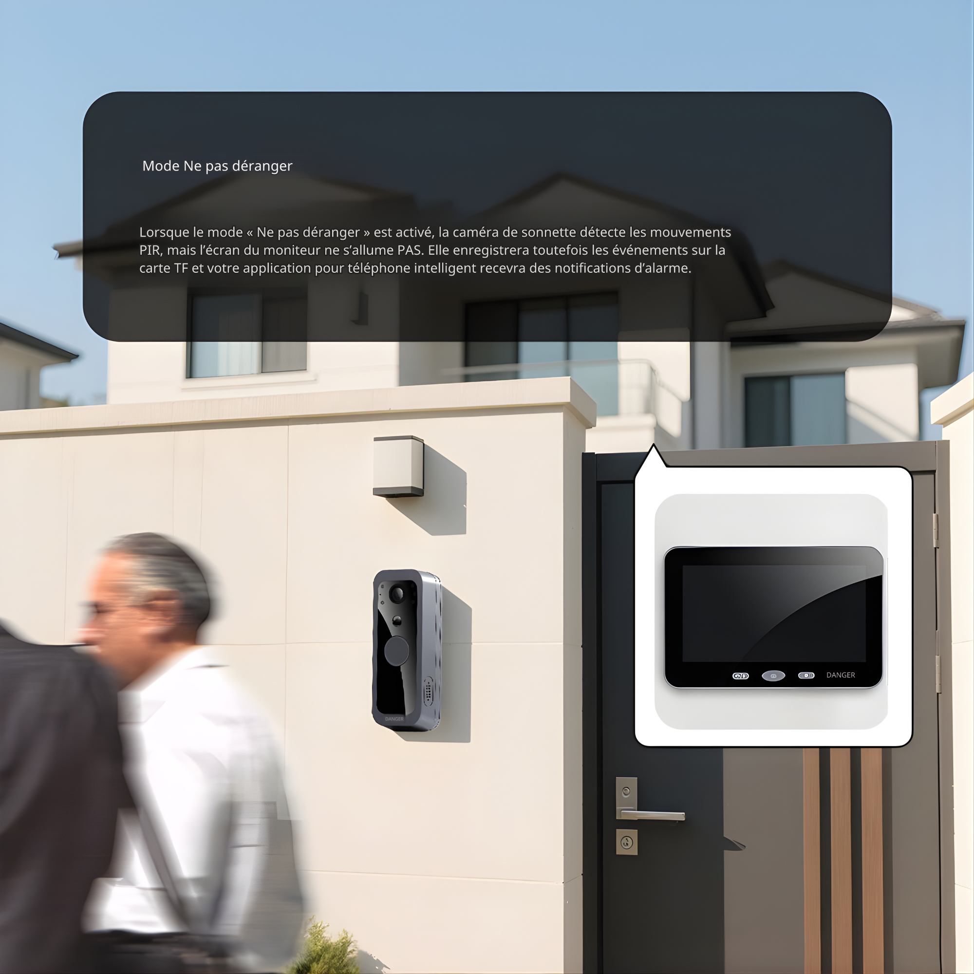 Sonnette vidéo avec caméra et moniteur 32GB – Wi-Fi + application – écran IPS 5 pouces