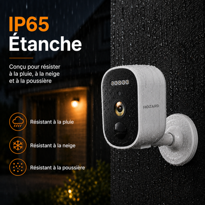 Caméra de surveillance 2K intérieure & extérieure – caméra WiFi sans fil à batterie