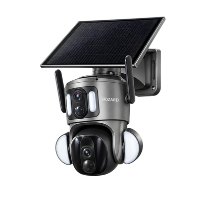 4G Caméras de Surveillance - 2K + 2K Dual Lens PTZ - IP65 Solar - 15.600 mAh
