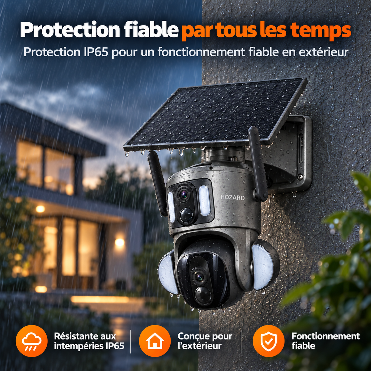 4G Caméras de Surveillance - 2K + 2K Dual Lens PTZ - IP65 Solar - 15.600 mAh