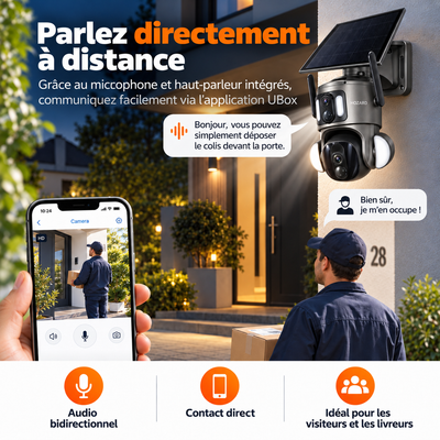 4G Caméras de Surveillance - 2K + 2K Dual Lens PTZ - IP65 Solar - 15.600 mAh