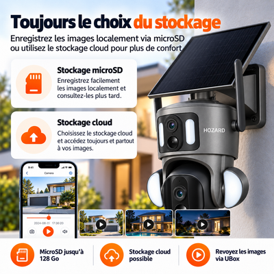 4G Caméras de Surveillance - 2K + 2K Dual Lens PTZ - IP65 Solar - 15.600 mAh
