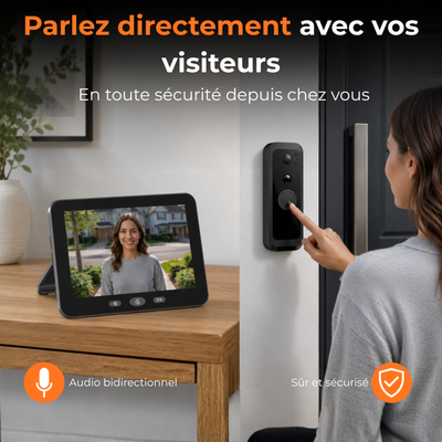 Sonnette vidéo avec caméra et moniteur 32GB – Wi-Fi + application – écran IPS 5 pouces