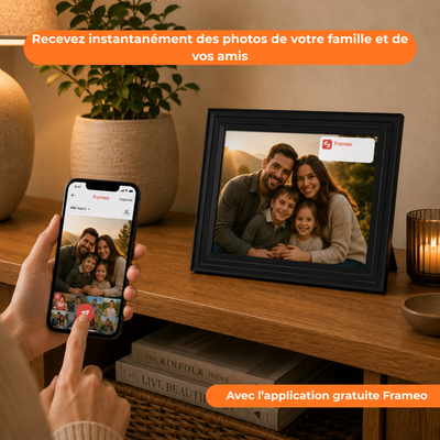 Cadre photo numérique 32GB – WiFi + Application Frameo – Cadre photo – 10,1 pouces – Écran tactile IPS