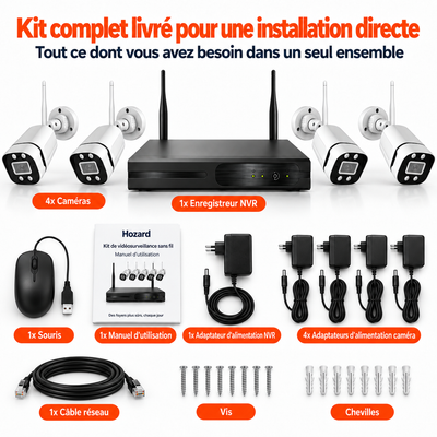 4x 2K Caméras de Surveillance - CCTV - WiFi Bullet Caméra de Sécurité