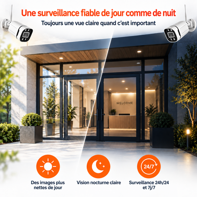 4x 2K Caméras de Surveillance - CCTV - WiFi Bullet Caméra de Sécurité