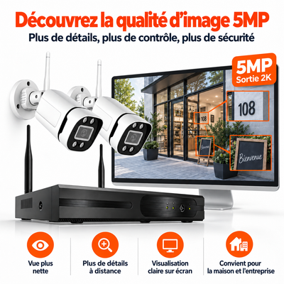 4x 2K Caméras de Surveillance - CCTV - WiFi Bullet Caméra de Sécurité