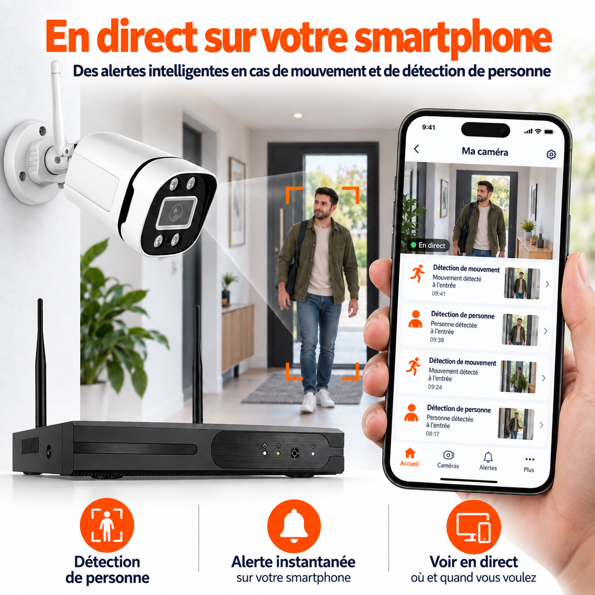 4x 2K Caméras de Surveillance - CCTV - WiFi Bullet Caméra de Sécurité