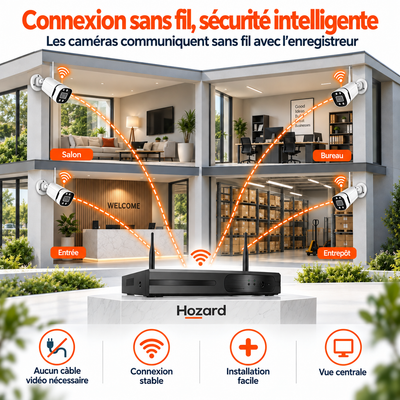 4x 2K Caméras de Surveillance - CCTV - WiFi Bullet Caméra de Sécurité
