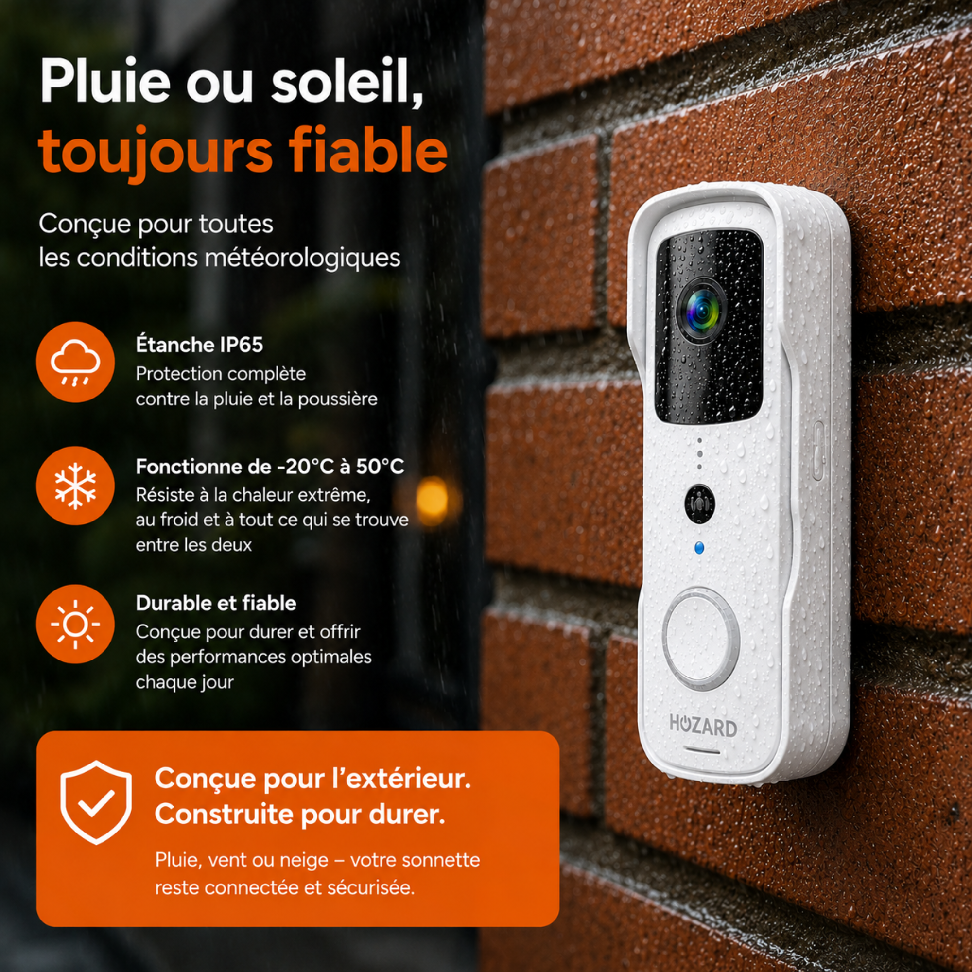 Sonnette avec Caméra et DingDong – Visiophone Sans Fil – 5200 mAh - Blanc