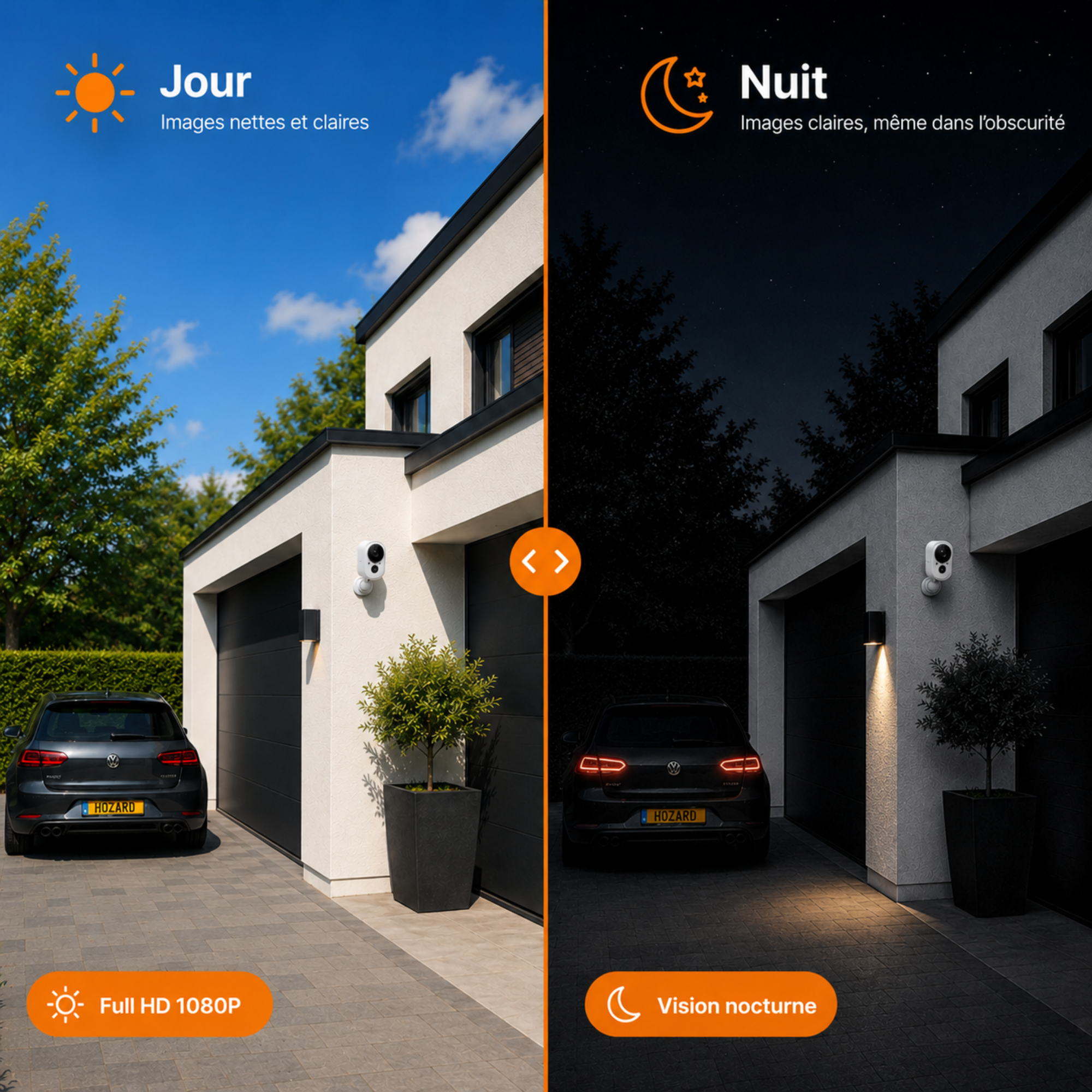 Caméra de surveillance 2,5K UHD intérieure & extérieure – caméra WiFi sans fil à batterie