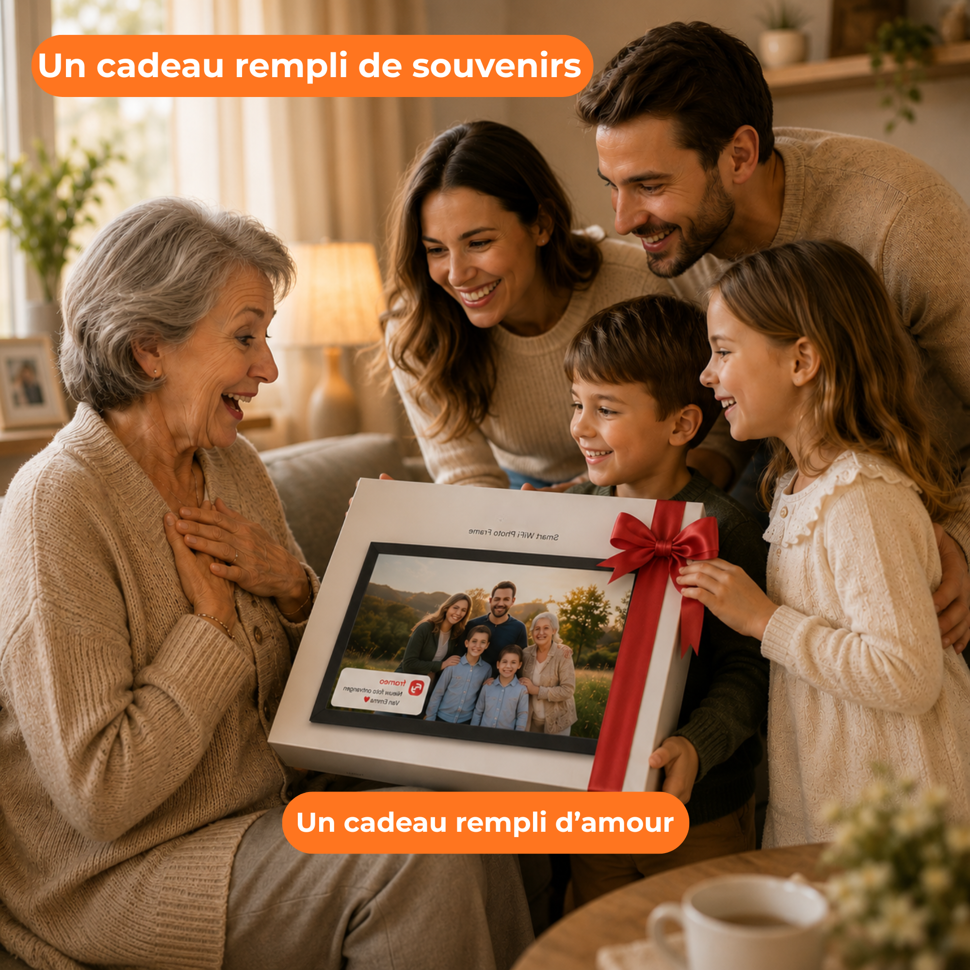 Cadre photo numérique 32GB – WiFi + Application Frameo – Cadre photo – 15,6 pouces – Écran tactile IPS