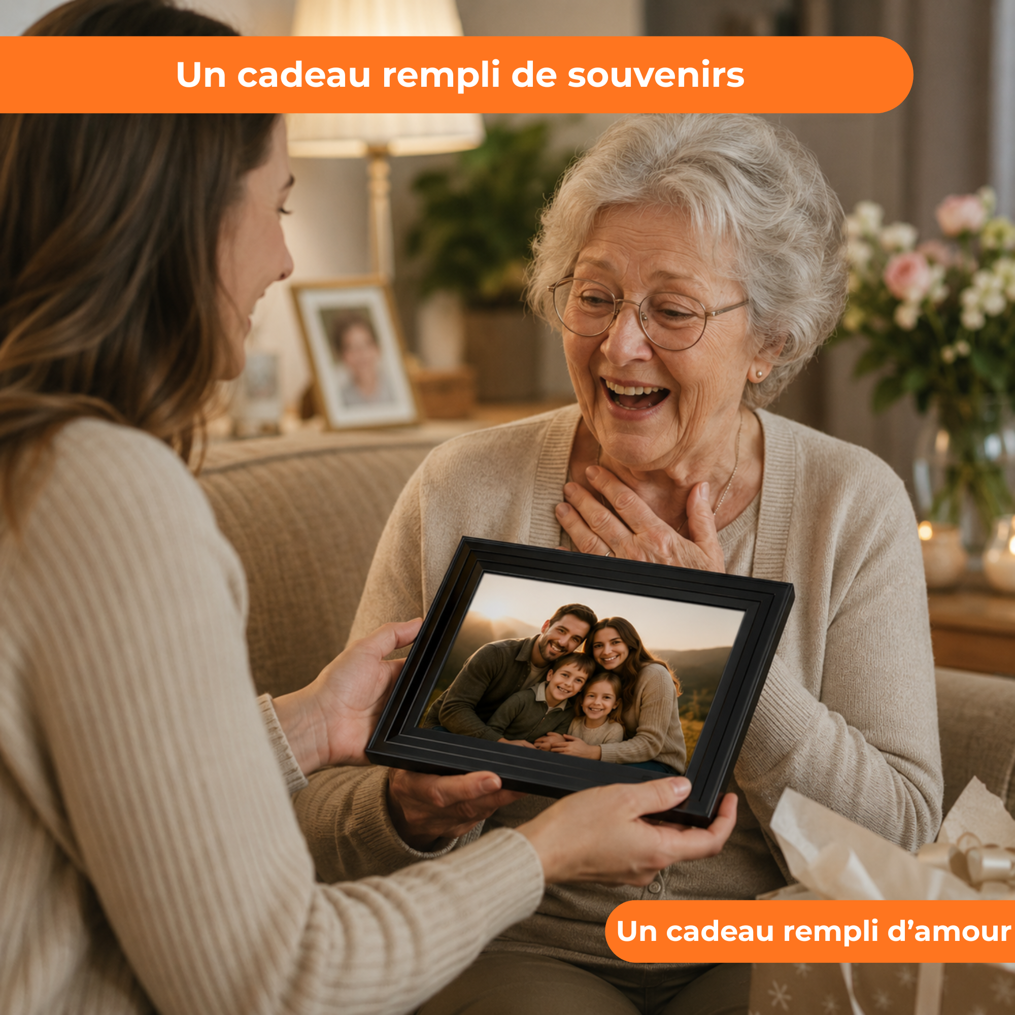 Cadre photo numérique 32GB – WiFi + Application Frameo – Cadre photo – 10,1 pouces – Écran tactile IPS
