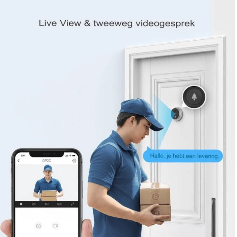 Sonnette avec Caméra – Visiophone Sans Fil – Batterie 5000mAh