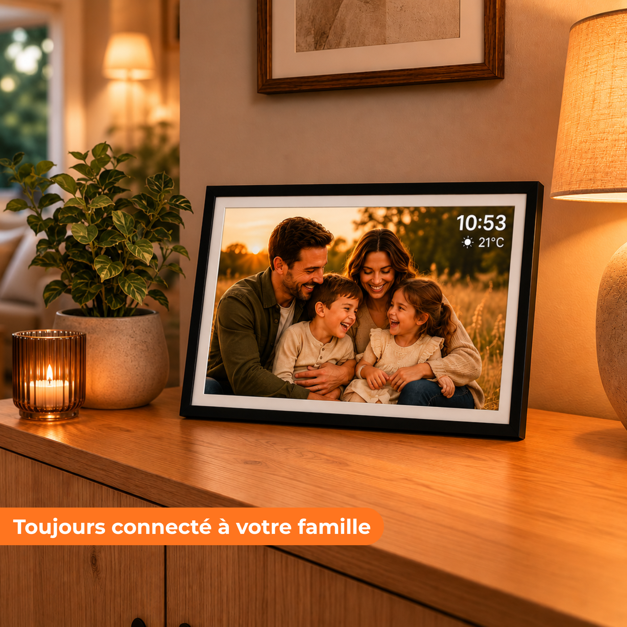 Cadre photo numérique 32GB – WiFi + Application Frameo – Cadre photo – 15,6 pouces – Écran tactile IPS