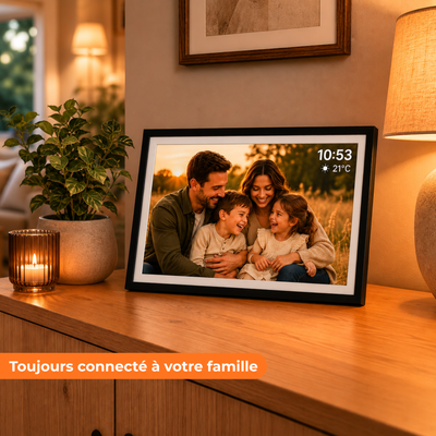 Cadre photo numérique 32GB – WiFi + Application Frameo – Cadre photo – 15,6 pouces – Écran tactile IPS