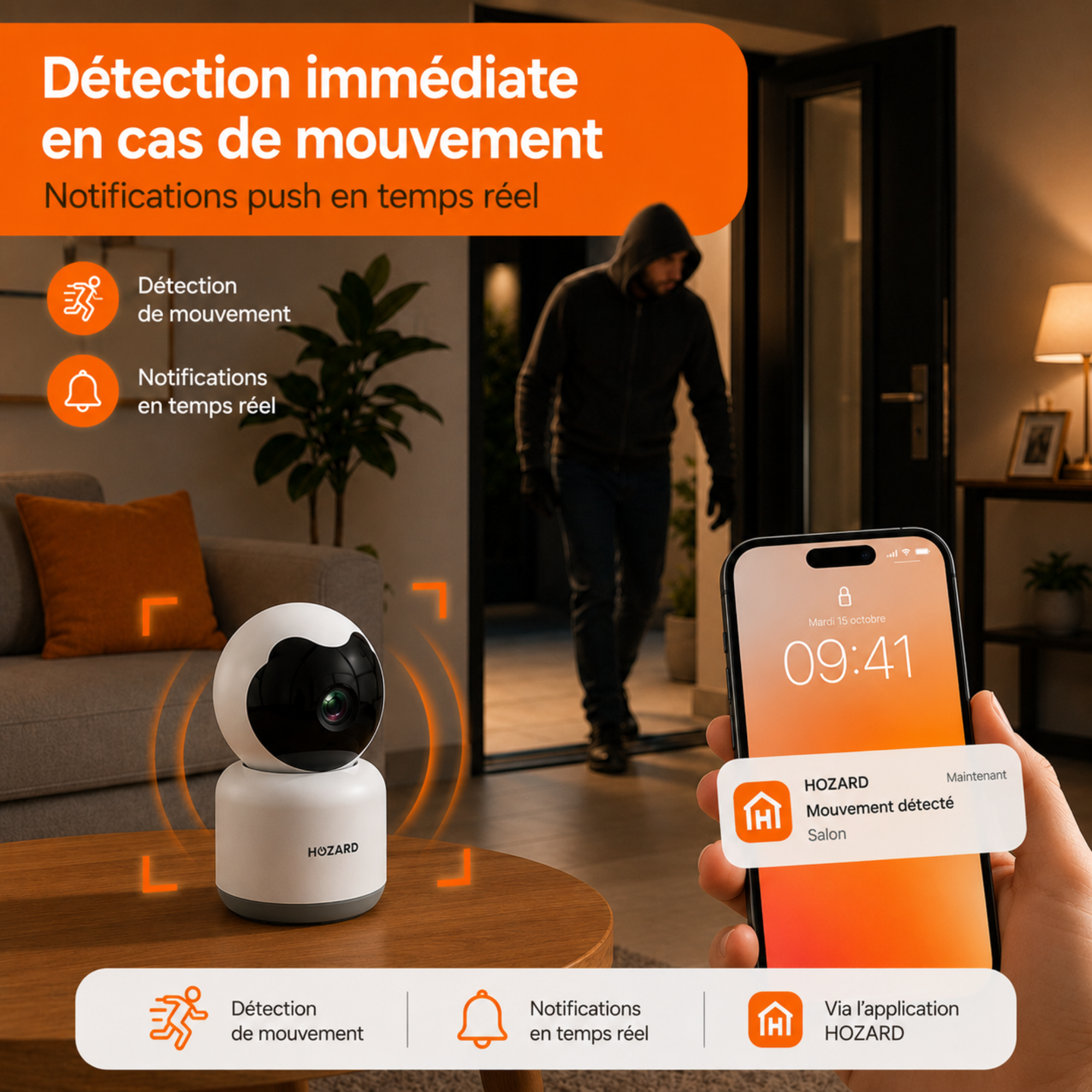 Caméra de sécurité – 1080P – Caméra pour animaux – WiFi – Compatible avec les packs A à D