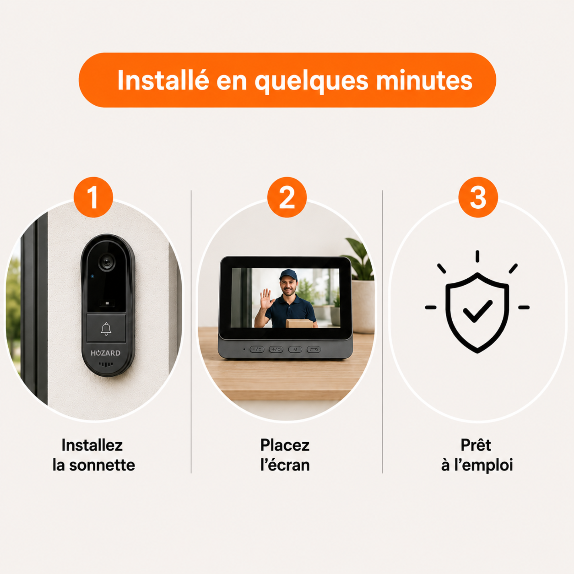 Sonnette avec caméra – Sonnette vidéo – Écran IPS 4,3 pouces