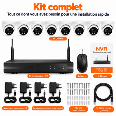 8x 2K Caméras de Surveillance - CCTV - WiFi Caméra de Sécurité