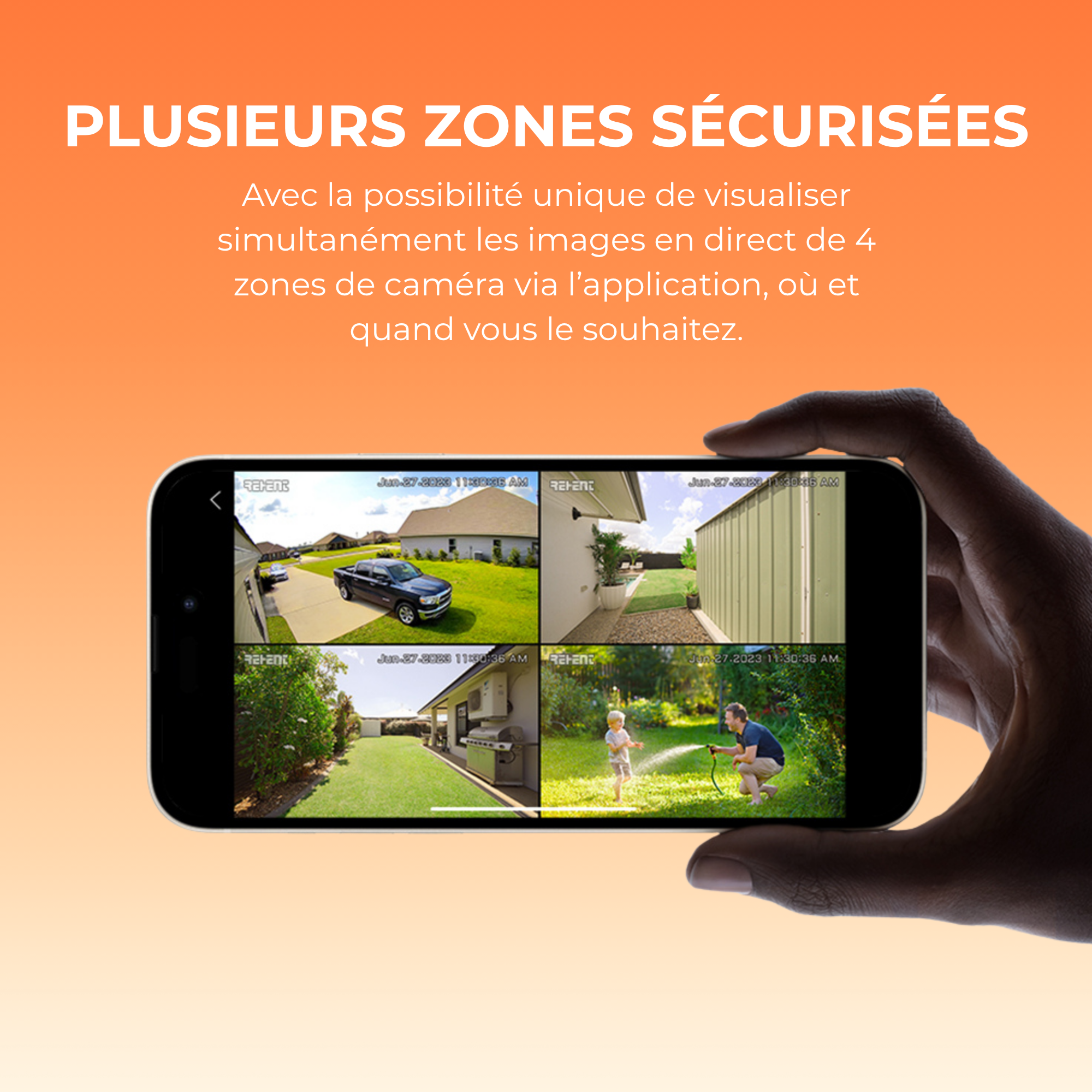 Système de 4 caméras de sécurité extérieures 4K UHD – Solaire & IP66 + HomeBase 64 Go