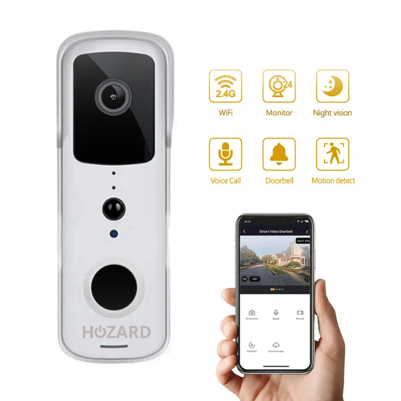 Sonnette avec Caméra et DingDong – Visiophone Sans Fil – 5200 mAh - Noir