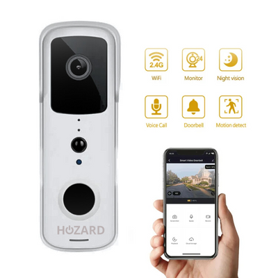 Sonnette avec Caméra et DingDong – Visiophone Sans Fil – 5200 mAh - Noir