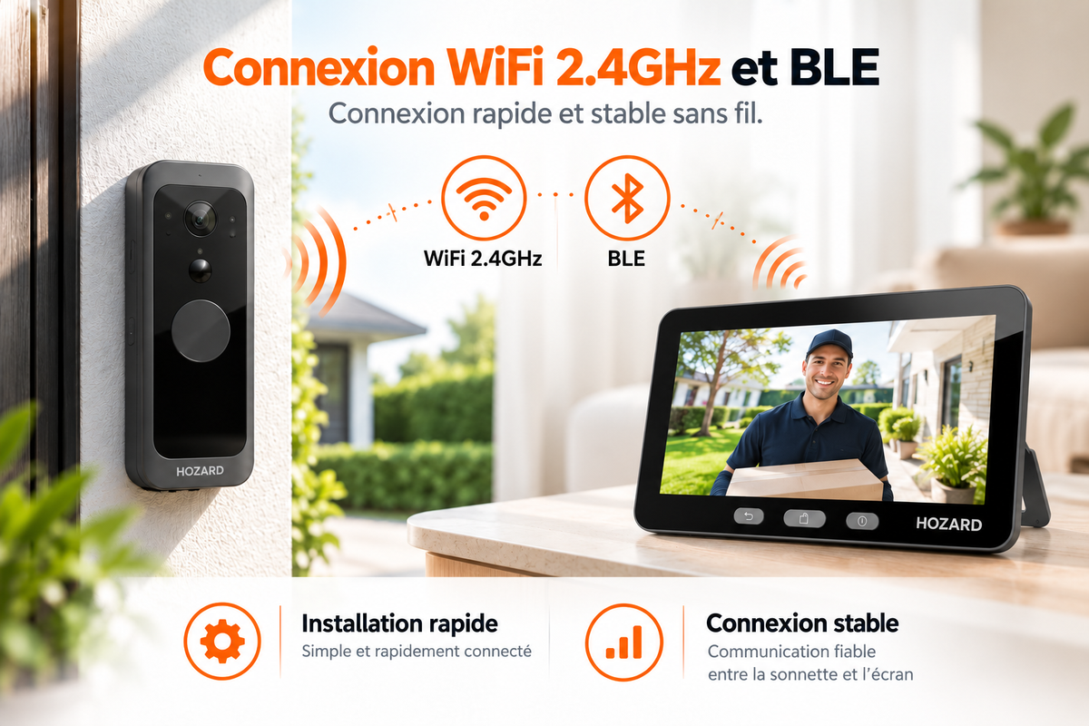 Sonnette Vidéo Avec Caméra Et Moniteur - 32GB - Wi-Fi