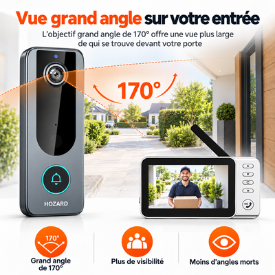 Sonnette vidéo avec moniteur - Écran 4,5 pouces