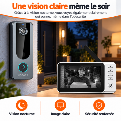 Sonnette vidéo avec moniteur - Écran 4,5 pouces