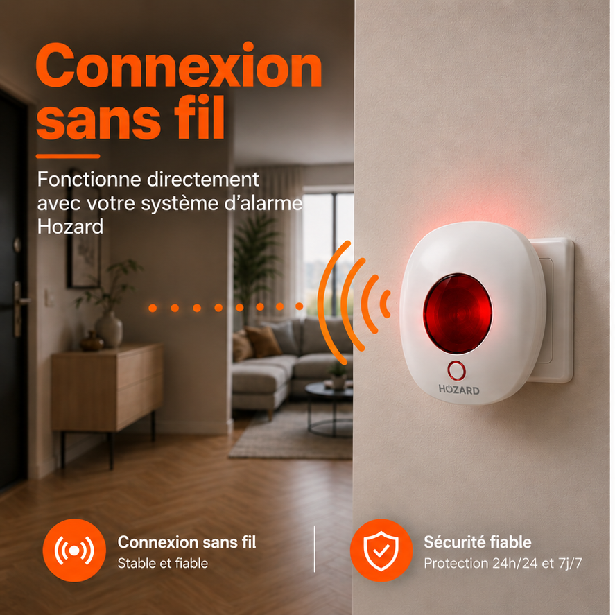 Sirène intérieure sans fil avec voyant d'alarme - 110 dB